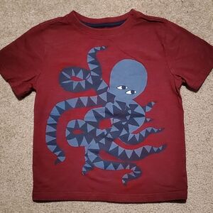 Gymboree Maroon and Blue Octopus Graphic Short Sleeve Tee